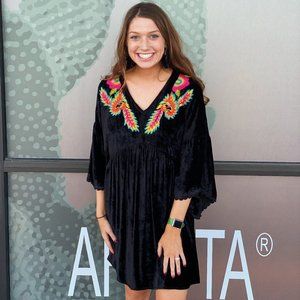 Uncle Frank 'Lynda' Embroidered Velvet Dress